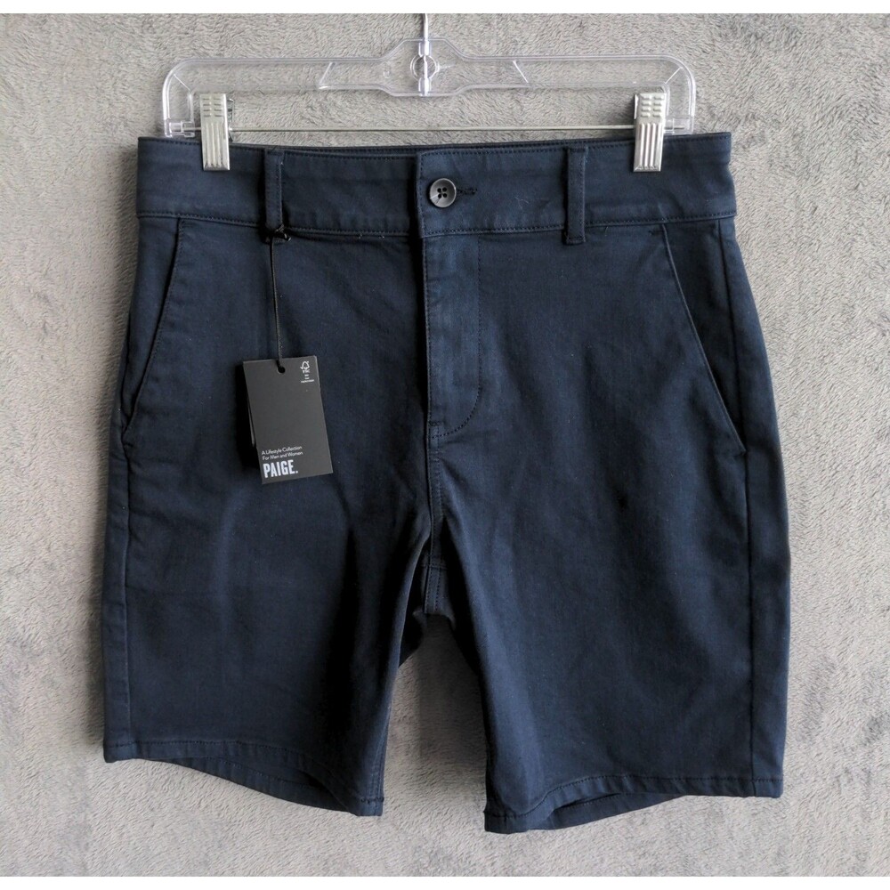 NWT $135 PAIGE Thompson Shorts Mens 30 Navy Stretch Twill Casual Classic Fit